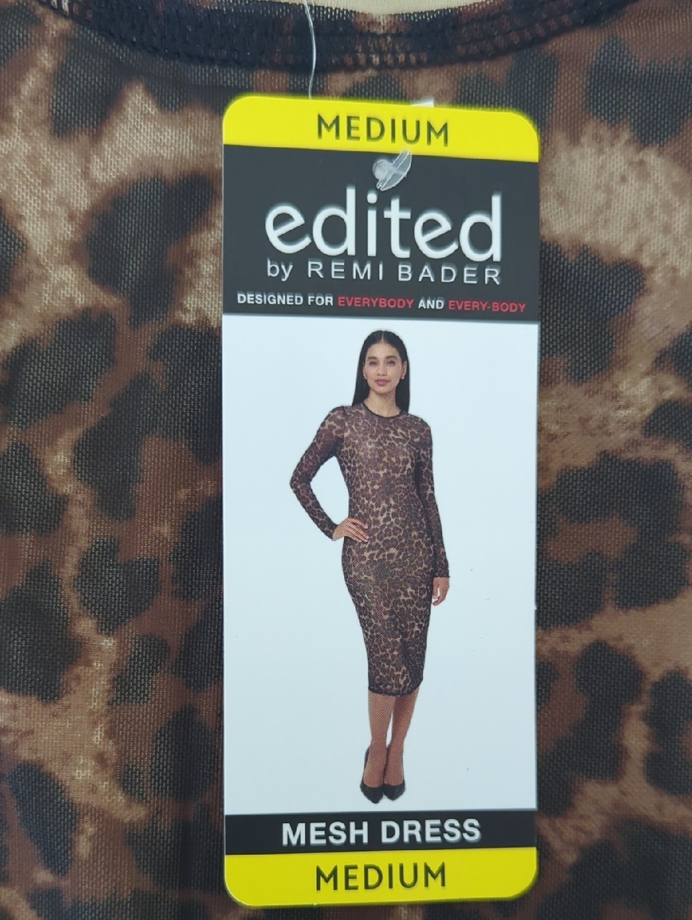 Edited by Remi Bader Brown Leopard Mesh Long Sleeve Dress